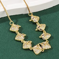 Латунные микропаве прозрачные кубические цирконии фруктовые нагрудники ожерелья NJEW-F342-01A-G