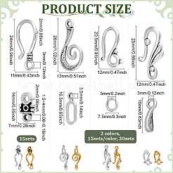 120 комплект из 8-х видов застежек-крючков из сплава в тибетском стиле&nbsp;FIND-PH0023-28