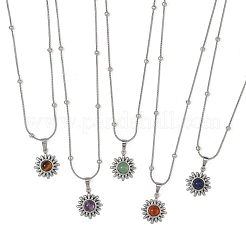 Colliers avec pendentif soleil en pierre naturelle mélangée&nbsp;NJEW-JN06501
