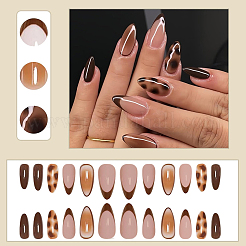 Uñas postizas de plástico con estampado de leopardo y cobertura completa.&nbsp;MRMJ-WH20008-24