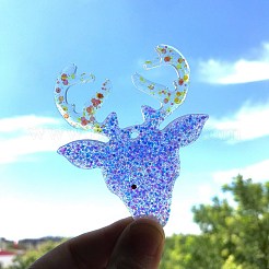 DIY クリスマス トナカイ ヘッド ペンダント シルエット シリコン モールド  レジン型  UVレジン用  エポキシ樹脂工芸品作り  ドジャーブルー  82x72x6mm  穴：3mm&nbsp;SIMO-B006-04