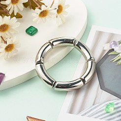 女の子の女性のために設定された分厚いカーブチューブビーズストレッチブレスレット  アクリル＆ccbプラスチックビーズブレスレット  ステンレス鋼色  ミックスカラー  内径：2-1/8インチ（5.3cm）  4個/セット&nbsp;BJEW-JB06947