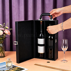 Geschenkverpackungsboxen aus Leder mit Griffen und einem Fach für Wein&nbsp;CON-WH0089-284A
