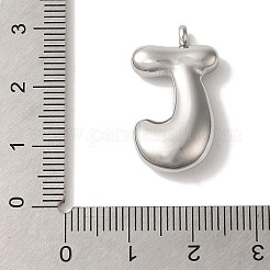変色しない304ステンレススチールペンダント  バルーンレターチャーム  ステンレス鋼色  文字J  25x14x6mm  穴：2mm&nbsp;STAS-M017-08P-10