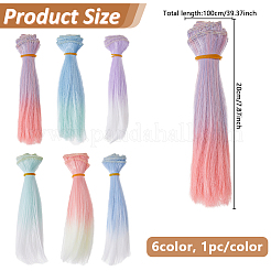 6 шт. 6 цвета высокотемпературного волокна кукольный парик волосы AJEW-DC0002-09
