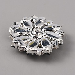 真鍮ラインストーンシャンクボタン  1穴  花  モンタナ州  26.5x10.5mm  穴：1.8mm&nbsp;FIND-WH0110-263B