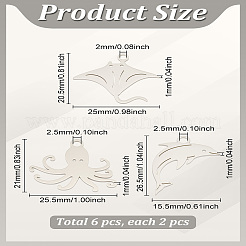 6 шт. 3 стиля подвески из нержавеющей стали 304&nbsp;STAS-LP0003-26