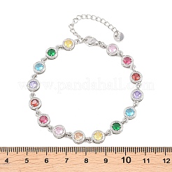 Tennisarmbänder aus Edelstahl 304 mit farbenfrohen Zirkonia-Fassungen für Damen&nbsp;BJEW-T023-02C-P