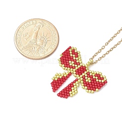 Бисер miyuki delica ткацкий станок узор бант подвеска ожерелья&nbsp;NJEW-MZ00097-02