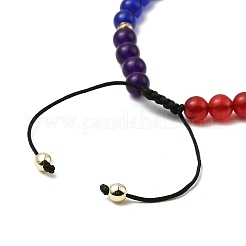 Bracelet de perles rondes tressées en pierres mélangées naturelles et synthétiques&nbsp;BJEW-JB09861