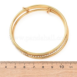 304ステンレススチール製マイクロパヴェキュービックジルコニア2.36連ブレスレット（女性用）  ゴールドカラー  内径：6インチ（[2]cm）&nbsp;BJEW-K271-03G