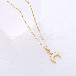 Ожерелья из нержавеющей стали с подвеской в виде луны из натуральной белой ракушки для женщин&nbsp;ZT5606