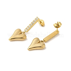Boucles d'oreilles à tige en acier inoxydable 304 avec placage ionique (IP) et incrustations de strass pour femmes&nbsp;EJEW-M024-06C-G