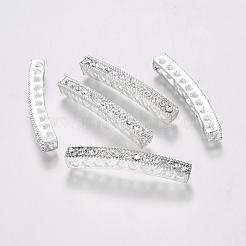 亜鉛合金ラインストーンビーズ  銀色のメッキ  38~39x4.5x5mm  穴：2mm&nbsp;RB-H147-S