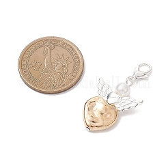 60 шт. 2-цветный CCB пластиковый кулон в форме сердца в виде ангела&nbsp;HJEW-JM04529