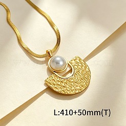 Collane con pendente testurizzato in acciaio inossidabile 304 e perla sintetica&nbsp;WGD189B-02
