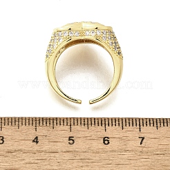 Anelli per polsini da donna in ottone con micro pavé di zirconi trasparenti&nbsp;RJEW-G347-01G