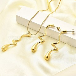 Комплект из ожерелий и серег-гвоздиков из нержавеющей стали 304 для женщин SJEW-C007-06G