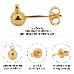 240 шт. 8-х цветные латунные шарообразные серьги-гвоздики&nbsp;KK-FH0001-86