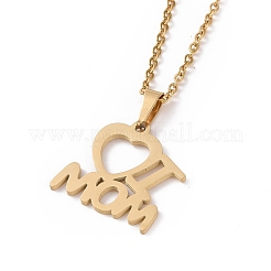 Комплект из серег-гвоздиков и ожерелья с подвеской в виде сердца из нержавеющей стали 304 с надписью «Я люблю маму» AJEW-B019-08