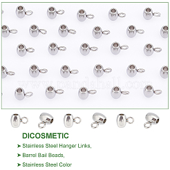 304ステンレススチールチューブベイル60個  ループベイル  バレル保釈ビーズ  ステンレス鋼色  7x5x4mm  穴：2mm&nbsp;STAS-DC0006-85