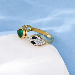 Нержавеющая сталь 304 со стразами и стеклянными манжетными кольцами&nbsp;RJEW-Q020-04G