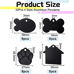 32шт. 4-х стильные алюминиевые подвески&nbsp;ALUM-BC0001-66