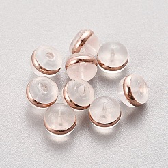 シリコン製ピアスキャッチ  ピアスバックキャッチ  ステンレス製  ローズゴールド  5.5x4mm  穴：0.5mm&nbsp;STAS-WH0014-36RG