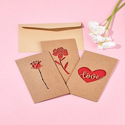 3 jeu de cartes de vœux en papier kraft&nbsp;AJEW-FS0001-27A