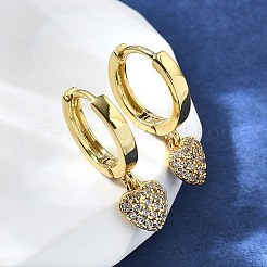 Серьги-кольца из латуни в форме сердца EJEW-Z086-09G