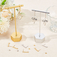 60 шт. 2-цветная прямоугольная фурнитура для сережек-гвоздиков из нержавеющей стали 304 STAS-BBC0002-46