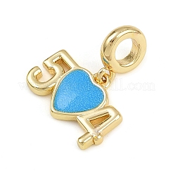 Латунные подвески цвета глубокого небесно-голубого эмали в европейском стиле KK-C114-06G