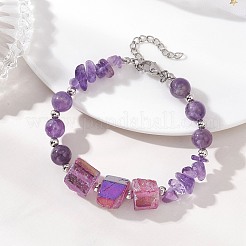4 bracciale con perline di pietre preziose miste naturali e sintetiche per donna&nbsp;BJEW-TA00713