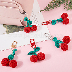 6 шт. 3 цвета вишневой шерсти вязаные подвески украшения HJEW-CP0001-20
