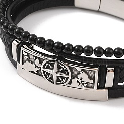 Geflochtene Mikrofaser-Leder-Mehrstrang-Armbänder&nbsp;BJEW-B096-06H