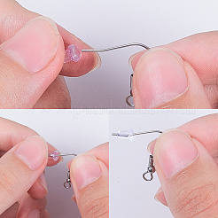 304ステンレススチールピアスフック  耳ワイヤーとプラスチック製ピアスキャッチ  ステンレス鋼色  20x21x3mm  穴：1.5mm&nbsp;STAS-CJ0013-01