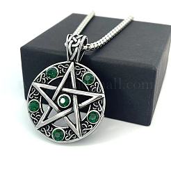 Ожерелья из нержавеющей стали с подвеской в виде звезды из изумруда и стразами для женщин и мужчин YL0677