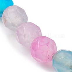 Эластичные браслеты из граненого натурального агата диаметром 8 мм (окрашенные и нагретые) с бусинами BJEW-JB10479