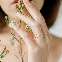 Два тона 925 кольцо из стерлингового серебра крест-накрест регулируемое открытое кольцо x обручальное обручальное кольцо-манжета кольцо обручальное кольцо для пальцев минималистские модные украшения для женщин JR955A