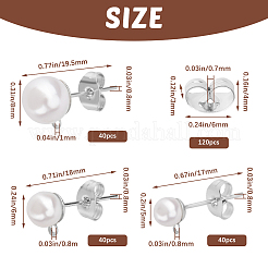 120 шт. 3 размера железных сережек-гвоздиков STAS-SP0001-51P