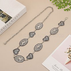 Женские ремни из сплава в этническом стиле с овальными звеньями в виде лошади и сердца FS-WG752C3-01