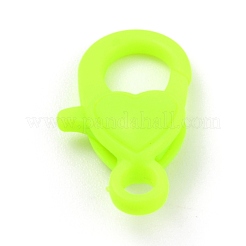 プラスチックカニカン  ハート  芝生の緑  22.5x13x6.5mm  穴：3mm&nbsp;PALLOY-F017-01K