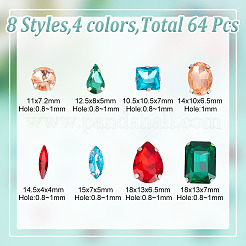 64 шт. 32 стиля восьмиугольник/капля/конский глаз пришитые стразы RGLA-DC0001-02