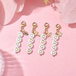 Плоские круглые акриловые подвески с сердечками HJEW-JM01727