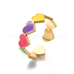 201 нержавеющая сталь эмалированное открытое кольцо-манжета для женщин RJEW-A053-04G-02