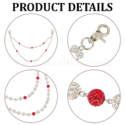 1 pieza de cinturón de cadena con cuentas redondas de arcilla polimérica y rhinestone para mujer&nbsp;AJEW-CN0007-10B