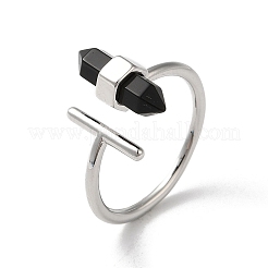 Открытые манжеты-кольца-пули из натуральных смешанных драгоценных камней&nbsp;RJEW-M155-04P