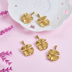 304ステンレススチールペンダント6個  花のチャーム  18KGP本金メッキ  28x24.5x8mm  穴：2.5x6.5mm&nbsp;STAS-SZ0003-57