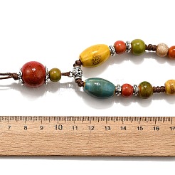 Этнический стиль сплав и фарфор керамические бусины круглые подвески кисточки и ожерелья NJEW-D308-01A