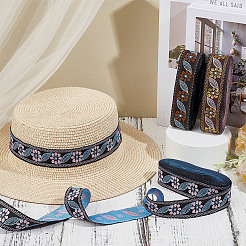 3 рулон 3-цветной полиэстеровой жаккардовой ленты с узором в этническом стиле с цветами и листьями OCOR-OC0001-44